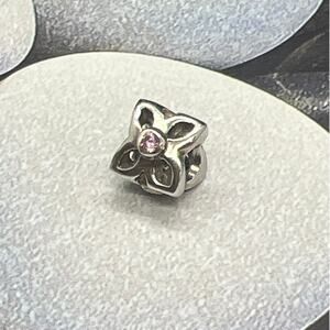 PANDORA Pink CZ Sweet Pea Openwork Flower Charm